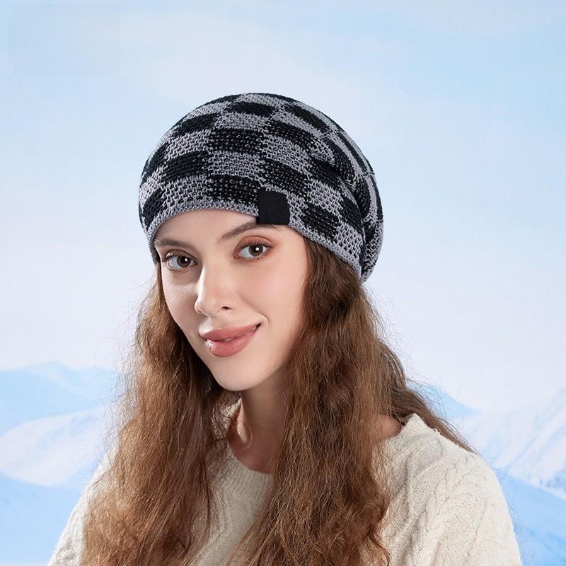 Winter Knitted Cap Women Men Fleece Lined Casual Outdoor Supplies Activities