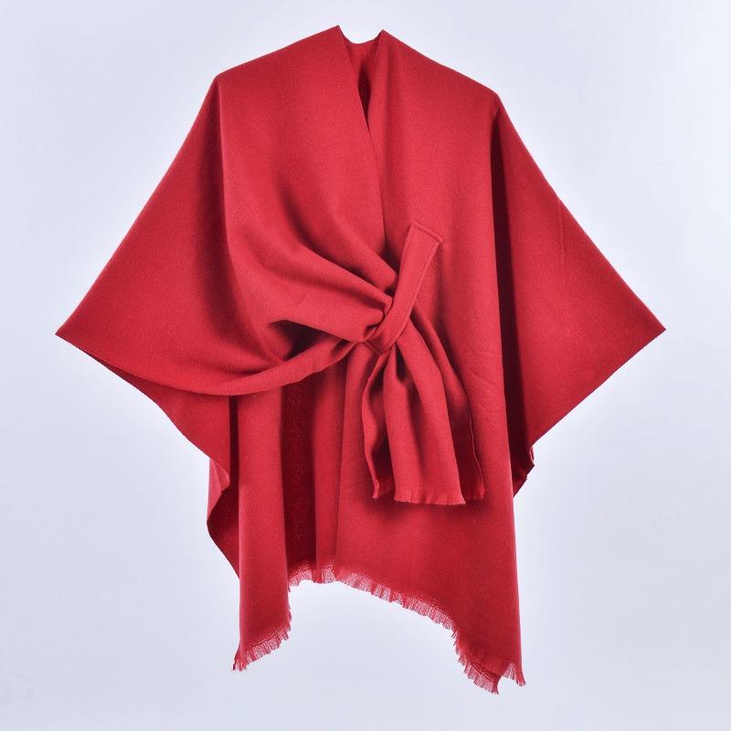 New Women's Spring Scarf Shawl Fashion Versatile Solid Color Four Seasons Imitation Cashmere Split Cape