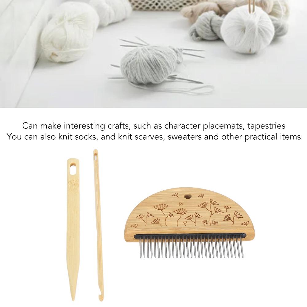 Large Eye Needle Weaving Loom Comb Crochet Hook Wood Knitting Loom Tool DIY Crafts