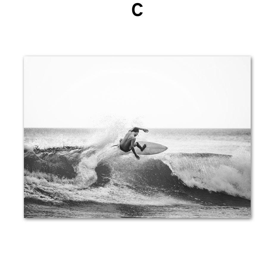 Black White Surf Beach Chair Camera Palm Tree Car Van Wall Art Print Canvas Painting Nordic Poster Decor Picture For Living Room