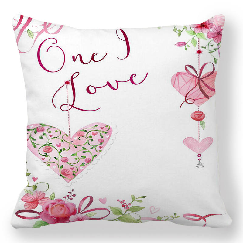 Creative Valentine's Day Happy Letters Digital printing short plush pillow covers for car sofa office cushion cover home goods