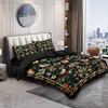 3pcs Black Retro Floral Print Coreless Duvet Cover Set Multi Size Bedroom Dormitory Soft and Comfortable Machine Washable
