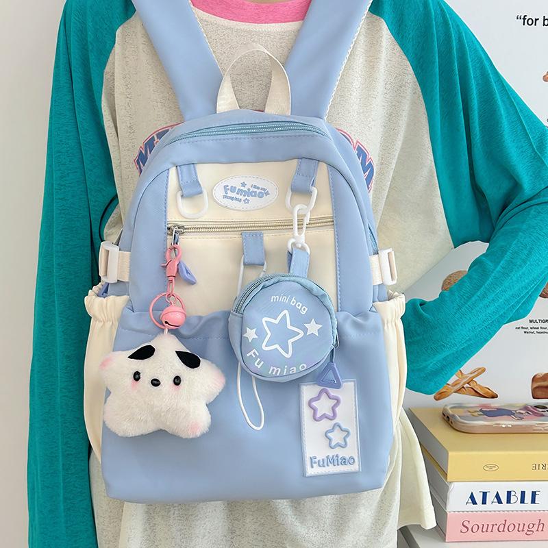 Schoolbag backpack cute girl schoolbag female Korean version star junior high school girl high school student large capacity high value backpack