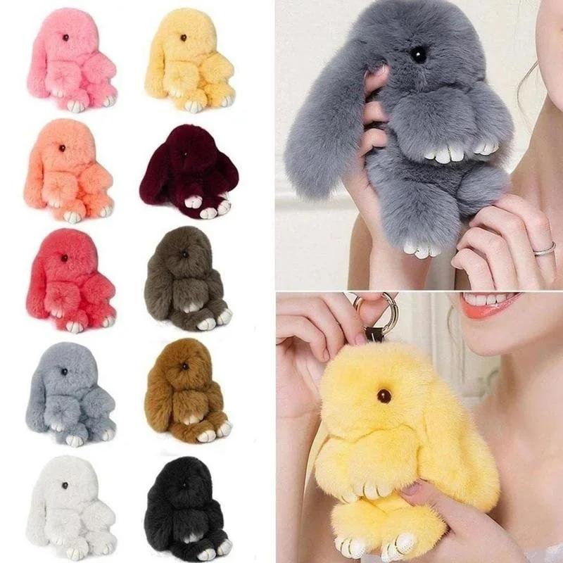 Rabbit Keychain Fur Cute Bunny Pom Ball Doll Toy Keychain Cute Handbag Pendant Decor Car Keys Pendant Rabbit Pendant Bunny Gifts