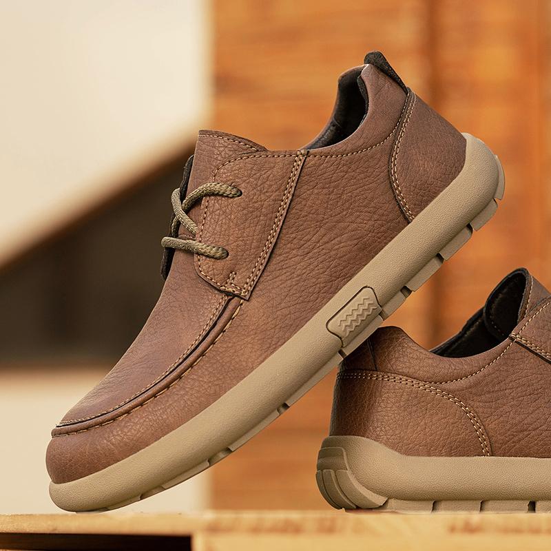 

Мужские туфли больших размеров в ретро британском стиле из ПУ кожи, удобные для лодыжки и стопы, повседневная обувь, износостойкая подошва, обувь для ходьбы 46 красный/коричневый