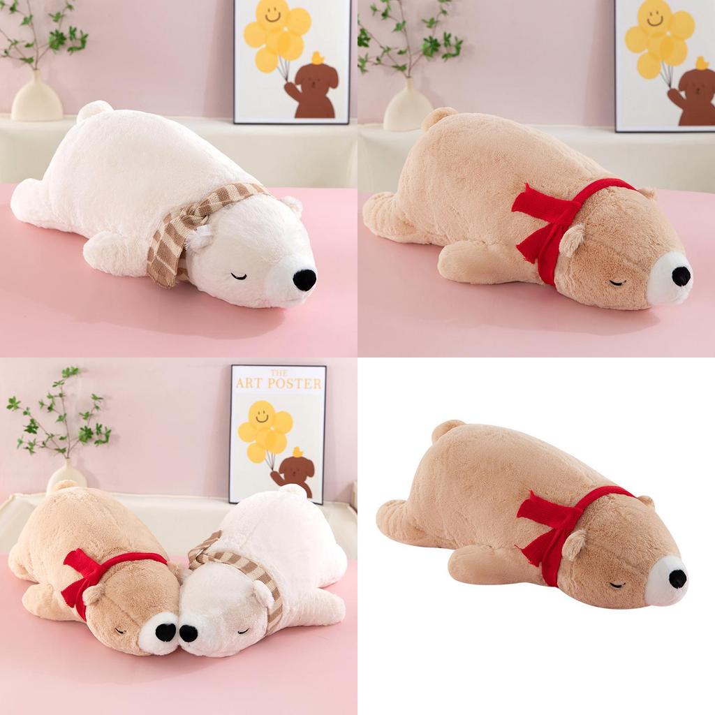 Plush Polar Bear Pillow With Scarf For Kids Kids Bedtime Companion Fun Soft Toy