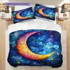 New Moon Pattern Bedding Quilt Set Quilt Cover Pillowcase Home Decoration Birthday Gift (1 * Duvet Cover + 2 * Pillowcase, Without Core)