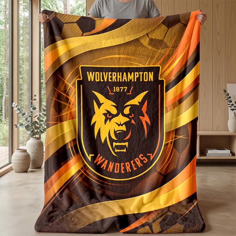 Wolverhampton Wanderers Football Print Flannel Blanket, Soft Warm Lightweight Throw Blanket for Sofa Bed Camping