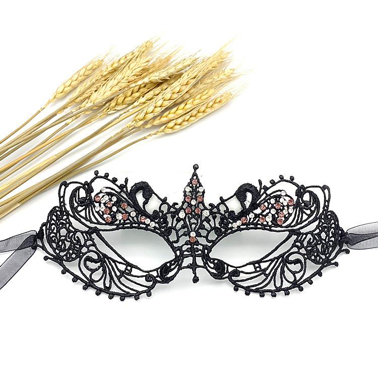 Daisy Duck Lace Half Mask With Handcrafted Crystal Details For Stage Performance And Cosplay