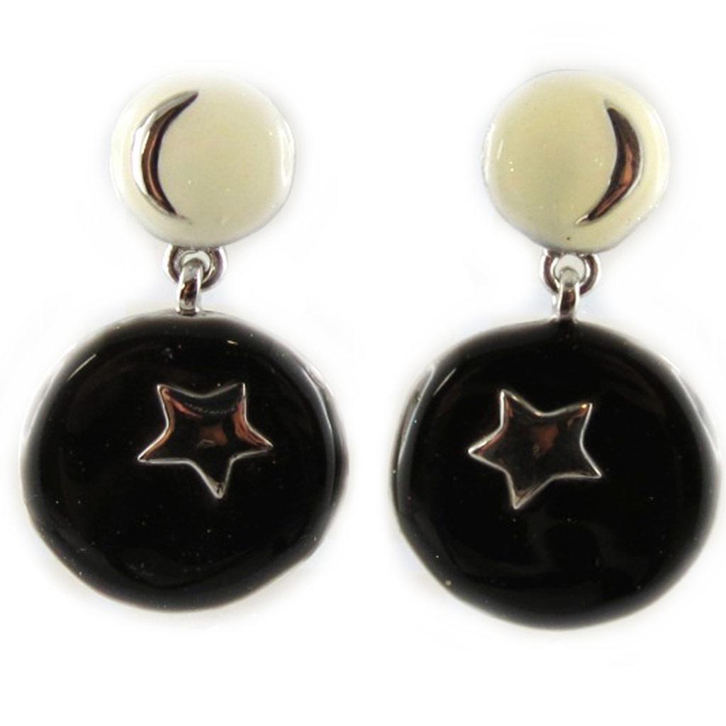NOA [G0466] - Designer Earrings 'Starry Night' Black Beige