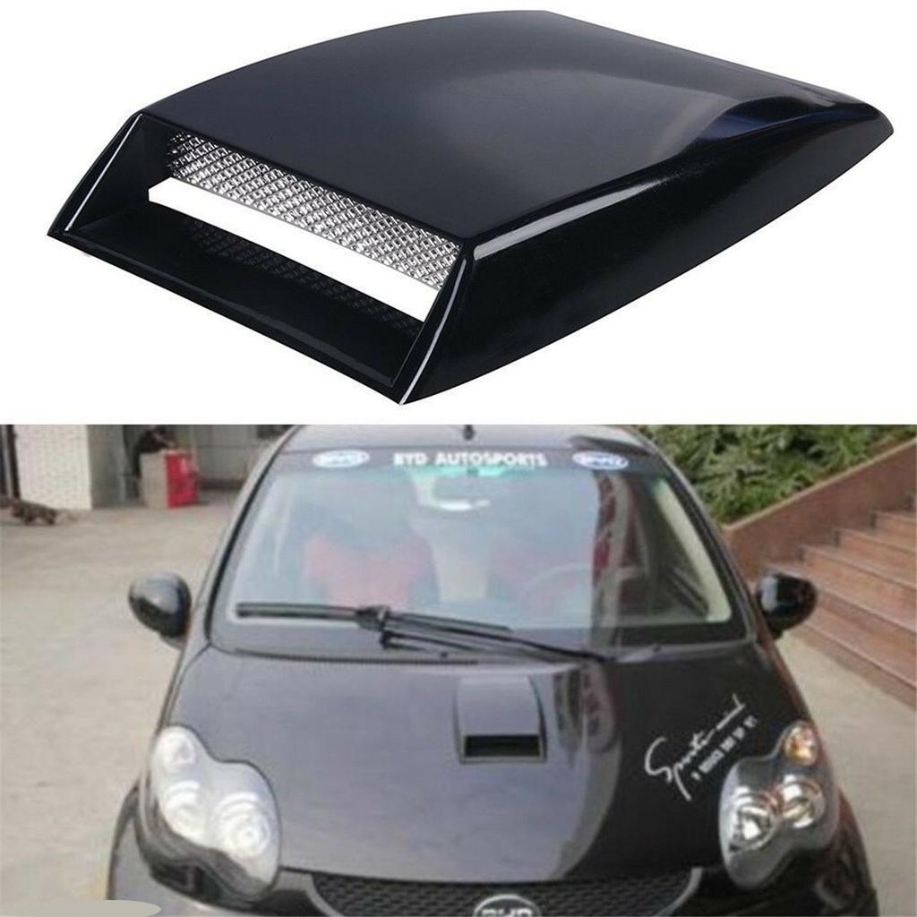 Car Front Bonnet Hood Decorative 3D Air Flow Intake Scoop Vent Cover Black