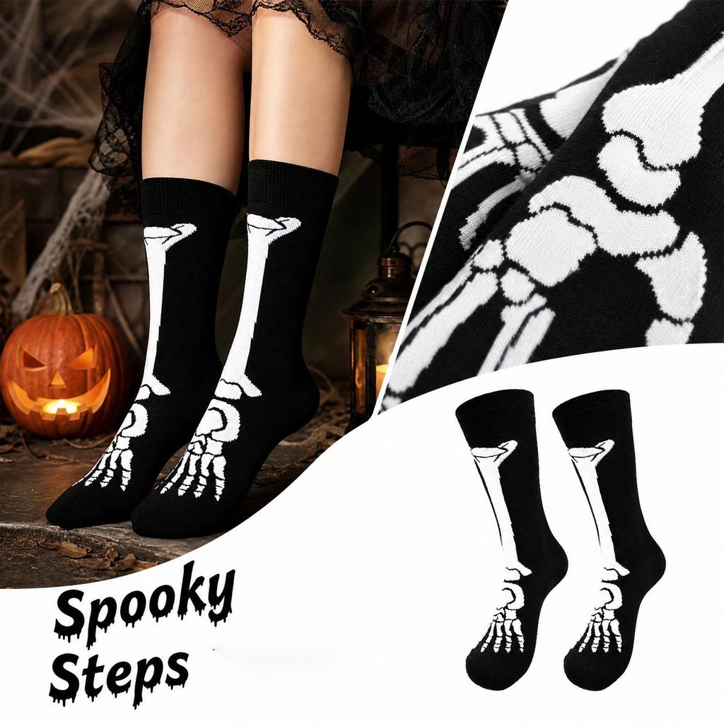 Halloween Pattern Print Casual Mid-Calf Socks for Men Women