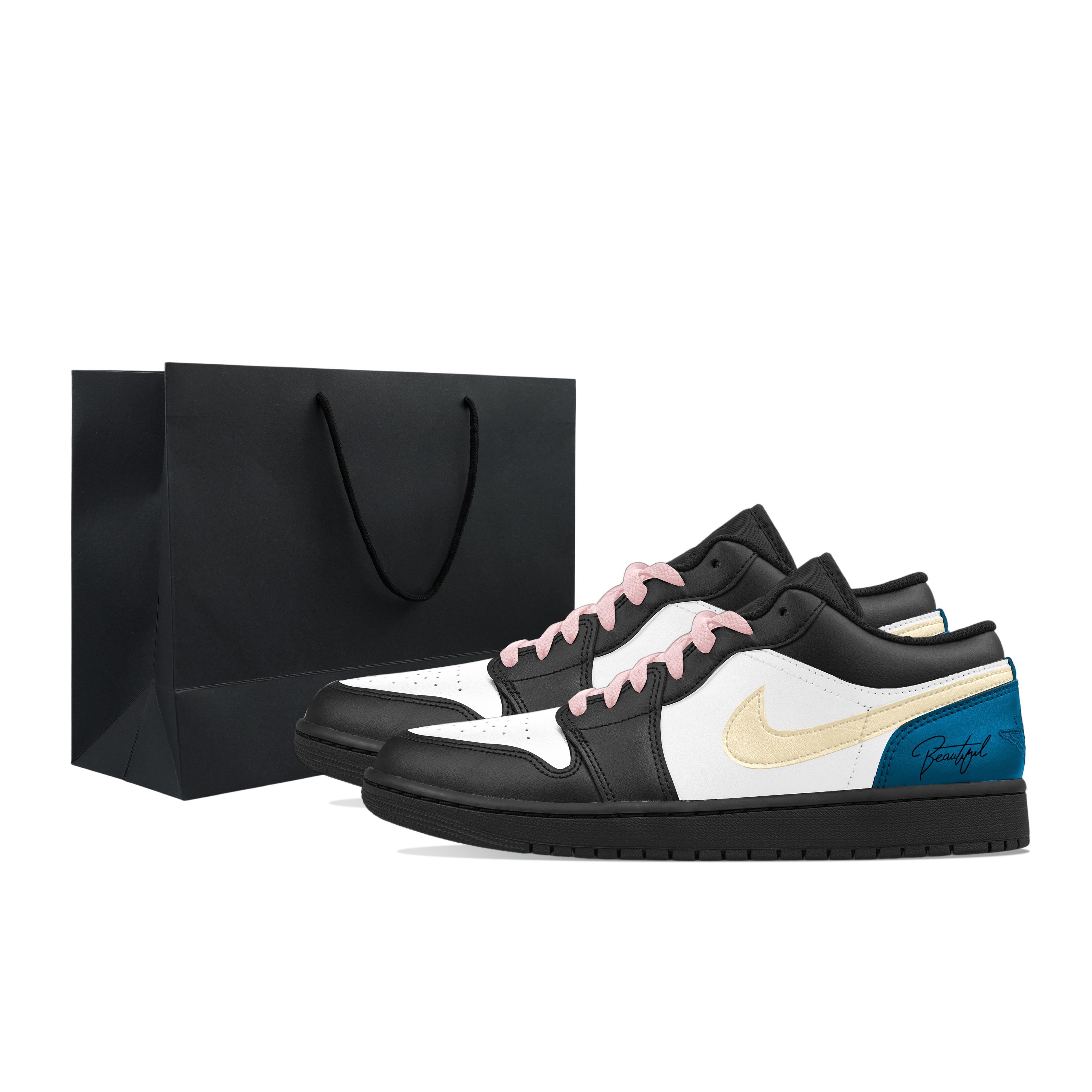 

Jordan Air Jordan 1 Sapphire Cow Leather, Leather Low top Vintage Basketball Shoes Men s Black White Blue 553558-093(Team695-) 41