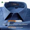 Camicia da uomo a maniche lunghe, casual da lavoro, in misto lana