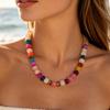 Adjustable Collarbone Necklace with Bold Rounded Resin Beads, Lobster Clasp, Extension Chain and Gold-Tone Spacers