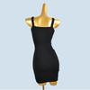 Knitted Sling Dress Women's Spring Summer Sexy Square Collar Collarbone Drawstring Slim fit Sheath Show Figure Vest Long dress