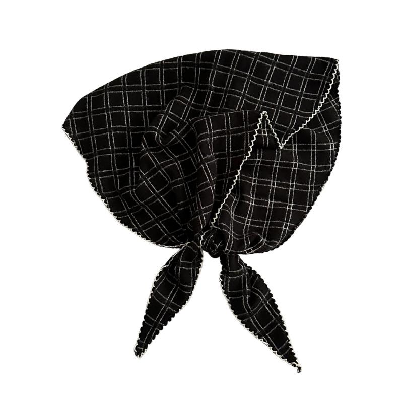 Autumn and winter new polished plaid rhombus triangle scarf fashion headscarf scarf temperament silk scarf retro small scarf