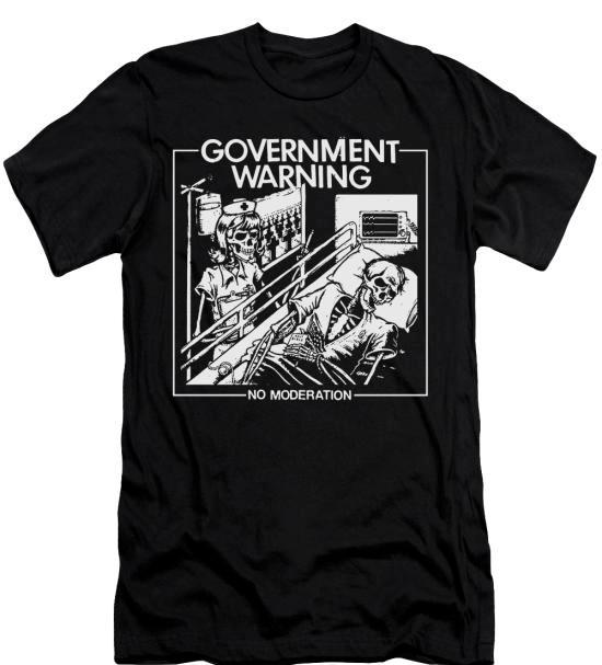 

Предупреждение правительства - Без модерации Футболка Готика Пост-панк Музыка Унисекс Футболка 2XL