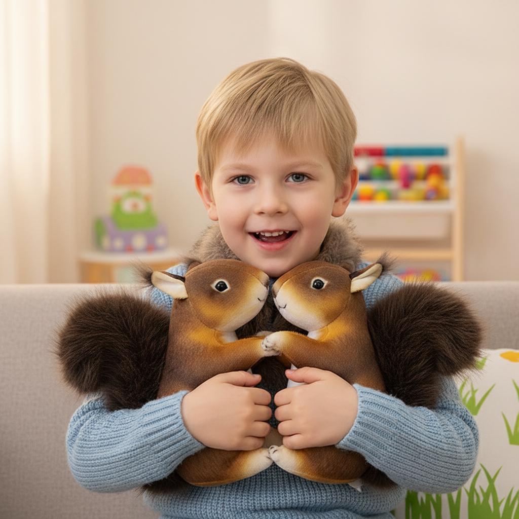 Realistic Squirrel Plush Toy Cute Lifelike Stuffed Animal Adorable Soft Doll Cuddle Pillow Boys Girl Kids Bedtime Companion Gift