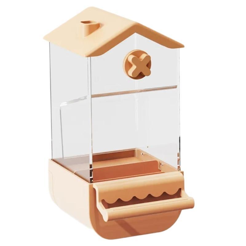 Automatic Bird Feeders Screw on Cage for Indoor Bird Feeders Transparent Visiable Large Capacity Bird Feeding Tool HX6C