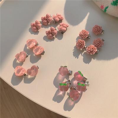 5 PEZZI Rosa Ragazza Serie Carina Pesca Miele Rosa Fiore Fermaglio per Capelli Cartolina per Capelli Vento Dolce Camelia Pizzo Fiocco Copricapo Accessori per Capelli
