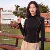 MINISO Женская базовая термофутболка с длинным рукавом и молнией на половину, с начесом