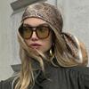 Neues Luxus Druck Seiden Quadratisches Kopftuch Damen Hals Haargummi Band Strand Hijab Kopftuch Kopf Stirnbänder Bandana Weiblich Foulard 70cm