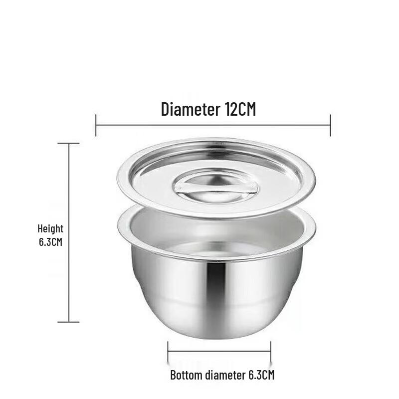 304 Stainless Steel Round Steamed Egg/Rice Bowl Set with Lids