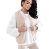 Women's Fur Vest Sleeveless with Teddy Bear Buttons Pockets Beige L