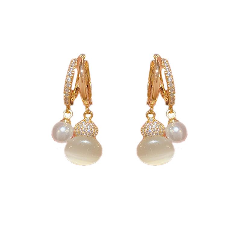 111 Silver Needle Sweet and Fresh Opal Gourd Earrings Women's Earrings Fashion Temperament Versatile Premium Ear Buckles