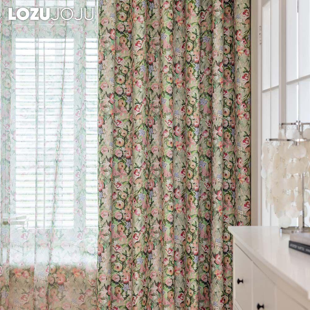 1PC LOZUJOJU European Pastoral Style Oil Painting Rose Print Curtain Full Blackout Curtains for Bedroom Living Room Balcony Window for Home Decor
