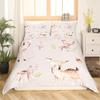 Pink Cute Animals Comforter Cover Set,Cartoon Elephant Duvet Covers for Kid Boy Girl Child King Queen Size Polyester Bedding Set