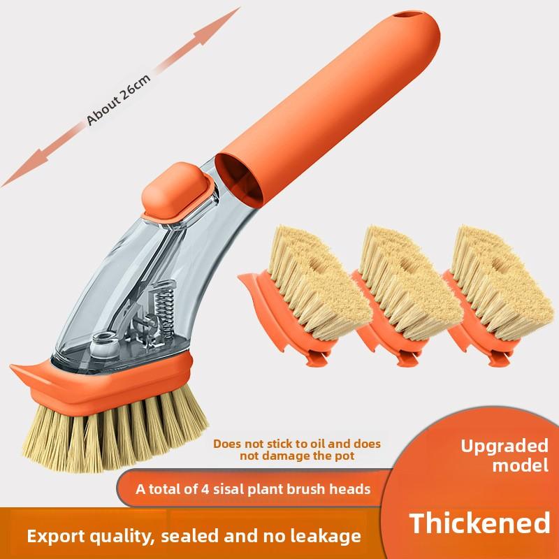 Long handle Sisal Kitchen Pot Cleaning Brush, Plastic, Non scratch