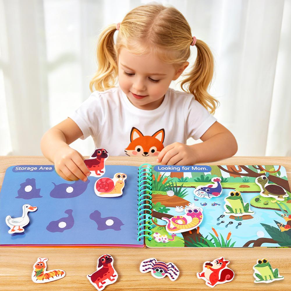 DIY Lern ruhiges Beschäftigungsbuch 4 Themen Cartoon Reise Aufkleberbücher Aufkleberspiel Montessori Klebebuch Spielzeug Geschenke Kinder Kinder