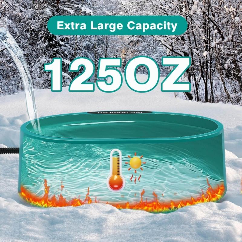  Automatic Thermoregulation Heated Water Bowl For Outdoor Animals Poultry Wildlife 3.7L Large Capacity Impermeable Plan