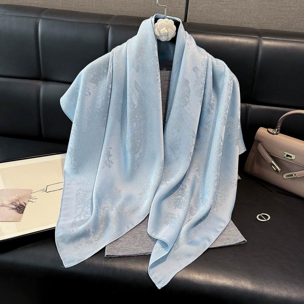 90x90cm New Spring/Summer Imitation Silk Square Shawl Scarf Flower Handkerchief Scarf Women Bandana Headscarves