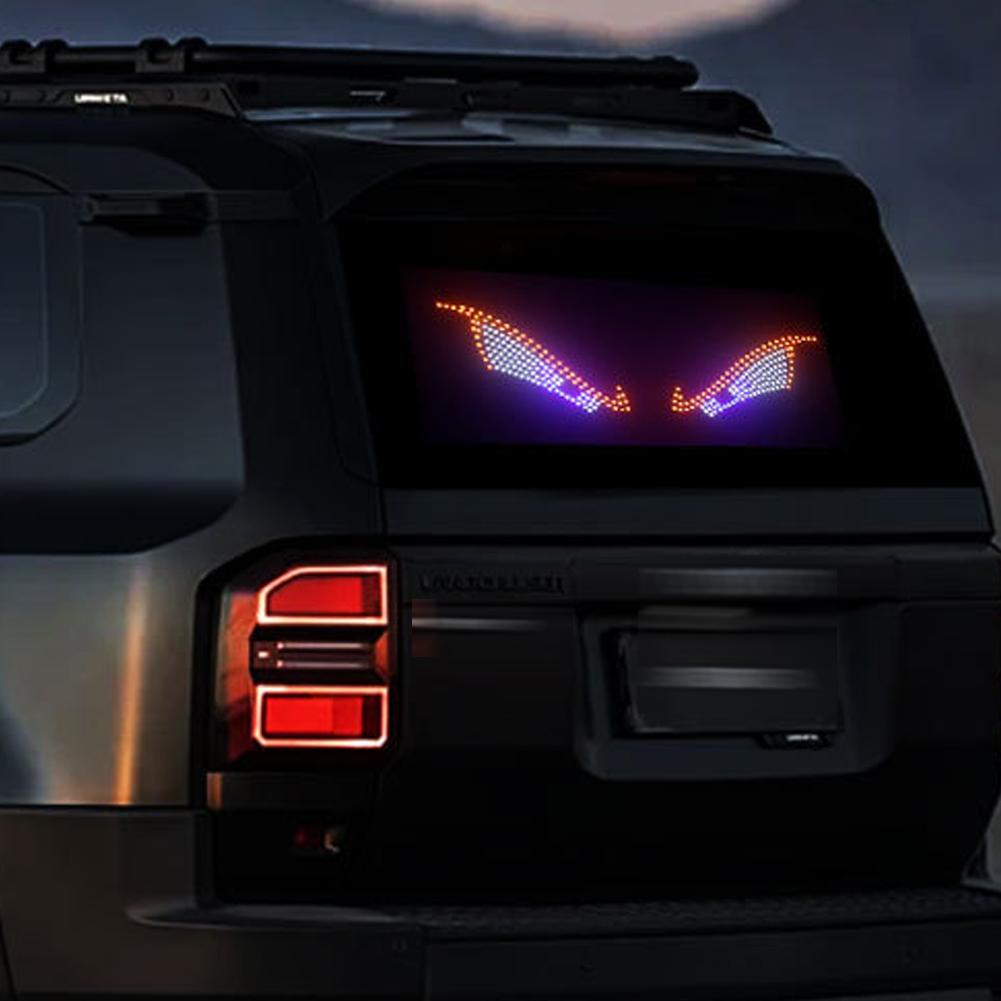 Car LED Devil's Eye Decorative Light Rear Window Warning Light Devil Eye Atmosphere Light Auto Decoration Accessories