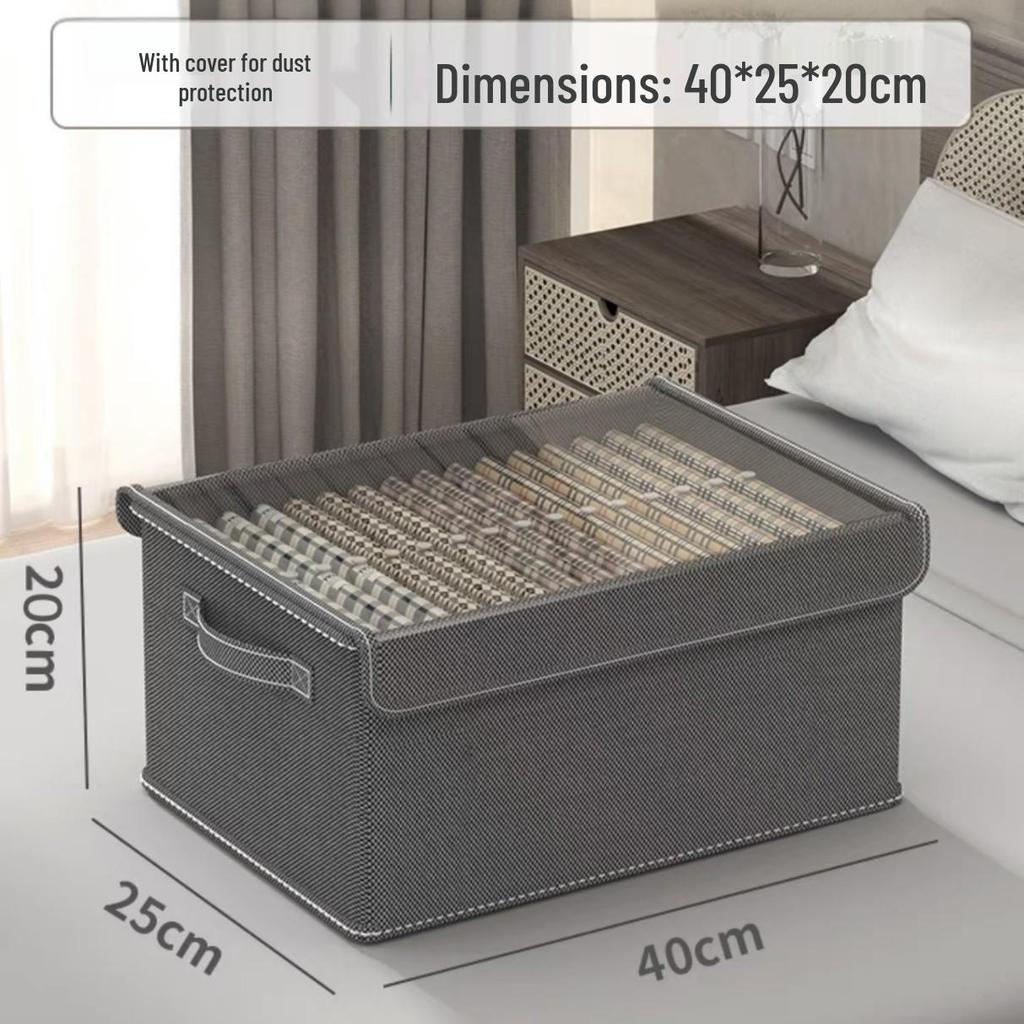 Fabric Drawer-Style Wardrobe Storage Box with Lid for Clothes and Pants
