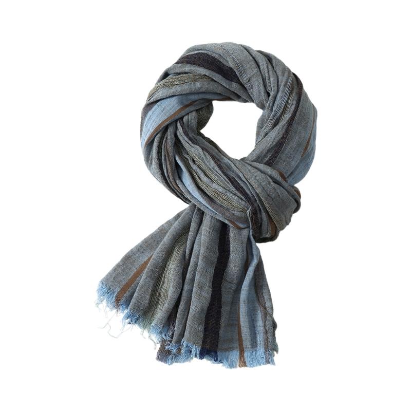 Contrast Scarf Shawl Wrap for Women Men, Lightweight Crinkled Fringe Layer with Soft Airy Texture for Commuting Travel