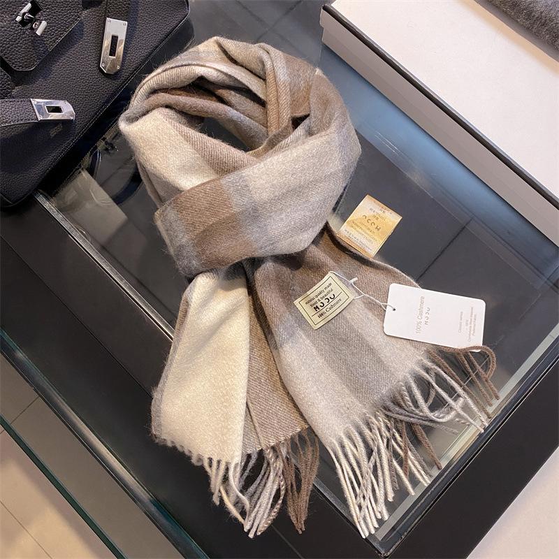 Cashmere Scarf Women's Long Autumn and Winter Plaid Scarf Birthday Gift for Men and Women