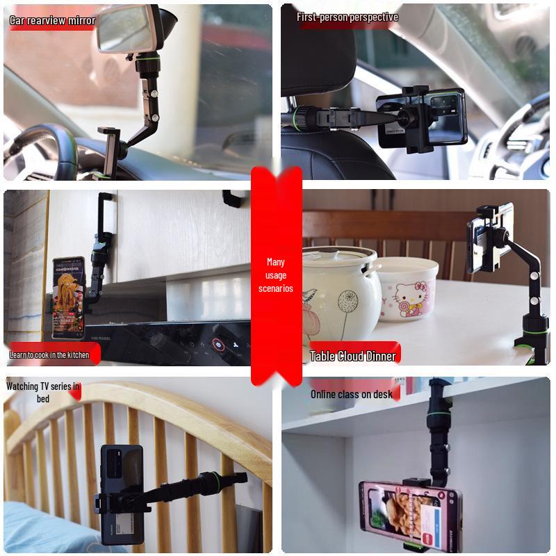 Universal Car & Desktop Phone Holder with Rearview Mirror Mount
