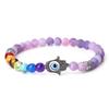 6mm 7 Chakra Beads Bracelets Lucky Evil Eye Hand Of Fatima Women Men Natural Lava Stone Agates Bracelet & Bangle Prayer Jewelry