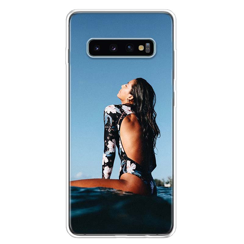 Surfboard surfing art surf Girl Phone Case For Samsung Galaxy S25 S24 S23 Plus S22 Ultra S21 S20 FE S10 + S25 Edge Funda Shell C