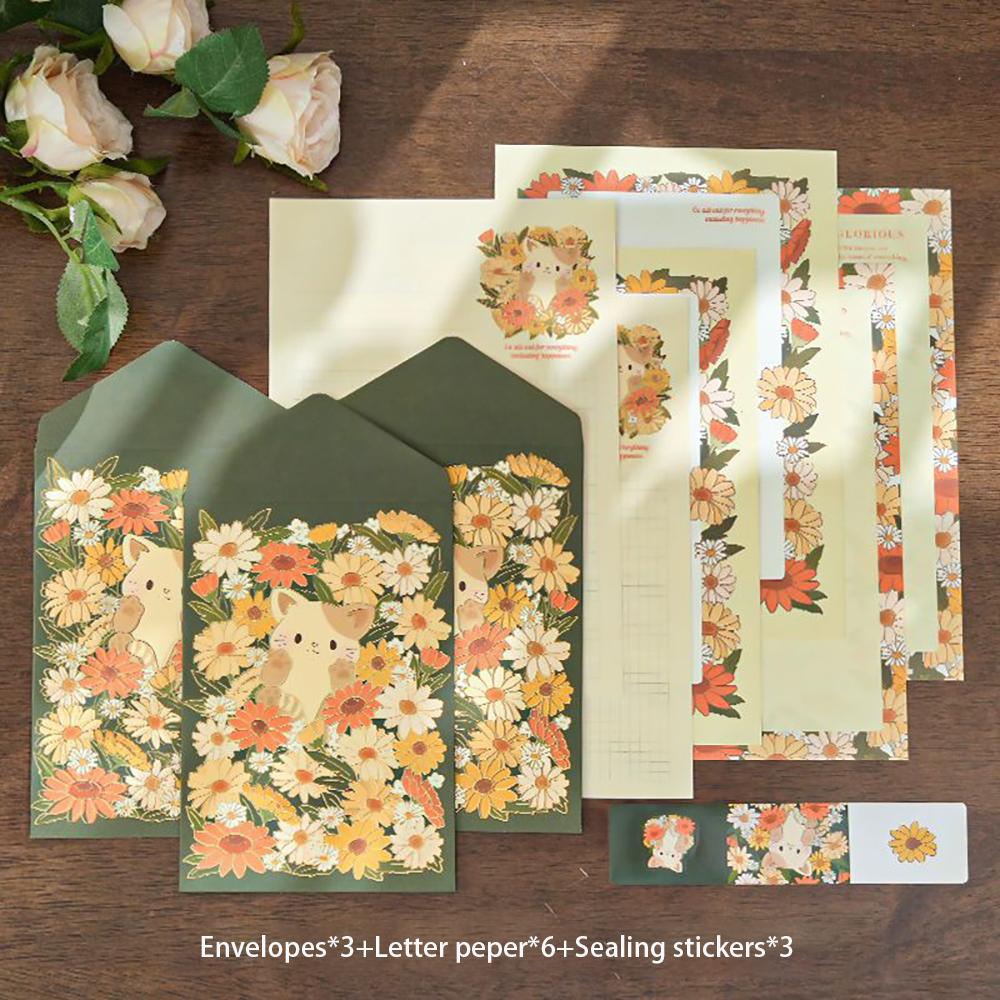 Envelope letter set romantic series fairy tale hot stamping DIY message blessing letter with sealing sticker
