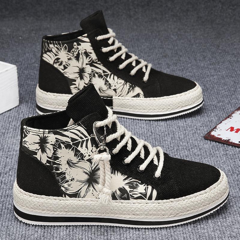 

2025 новые соломенные высокие туфли для доски, вельветовые повседневные туфли, мужская обувь, корейская версия студенческих туфель на все времена 44