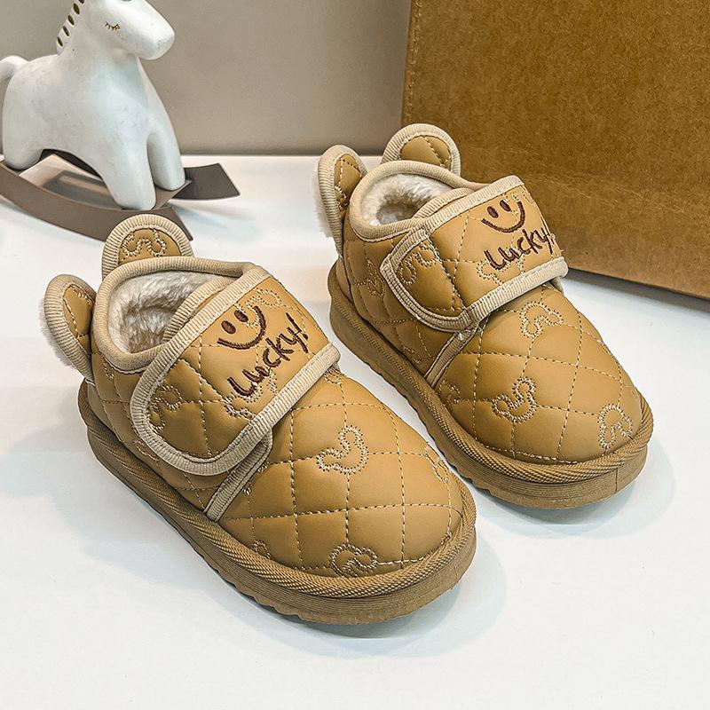 

New Winter Toddler Shoes for Boys, Bear Ear Indoor Shoes, Korean Style Soft Sole Cotton Shoes for Kids 31Inner Length19.5cm хакі
