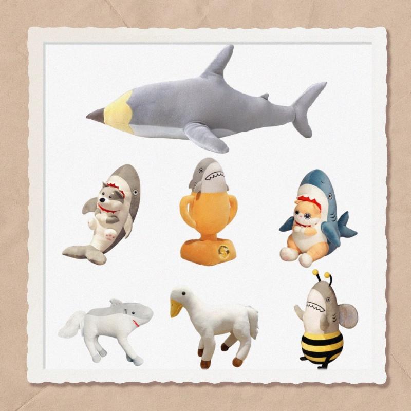 Urkomisches Hai-Plüschtier auf Pferd, lustiges Sharkbee-Bienen-Plüschtier, kreatives und trendiges Geschenk für Jungen und Mädchen