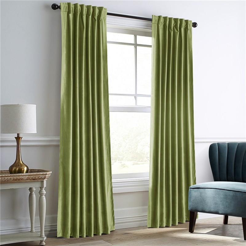 Fleece Solid Color Blackout Curtain Cloth, Living Room Bedroom Blackout Curtain Finished Multi-Color