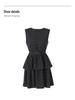 Gepunktetes Satin-Sommerkleid mit Rüschensaum und taillierter Taille für Damen