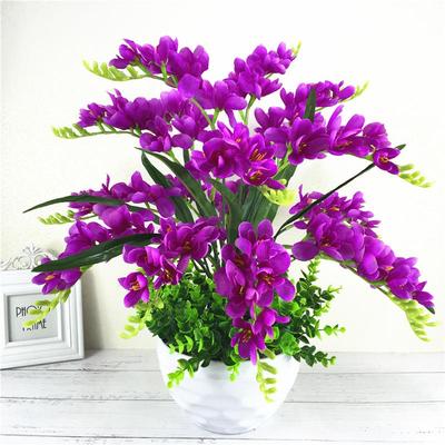 Freesia Soggiorno Composizione di Fiori Artificiali in Seta Phalaenopsis e Cymbidium – Set da 9 Rami